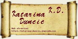 Katarina Dunčić vizit kartica